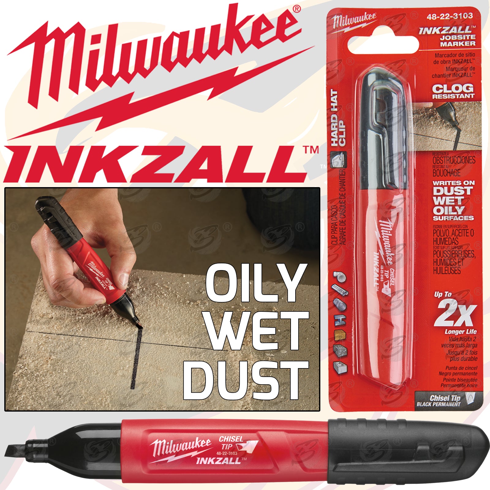 MILWAUKEE INKZALL LARGE CHISEL TIP ALL SURFACE MARKER PEN ( X 1  )