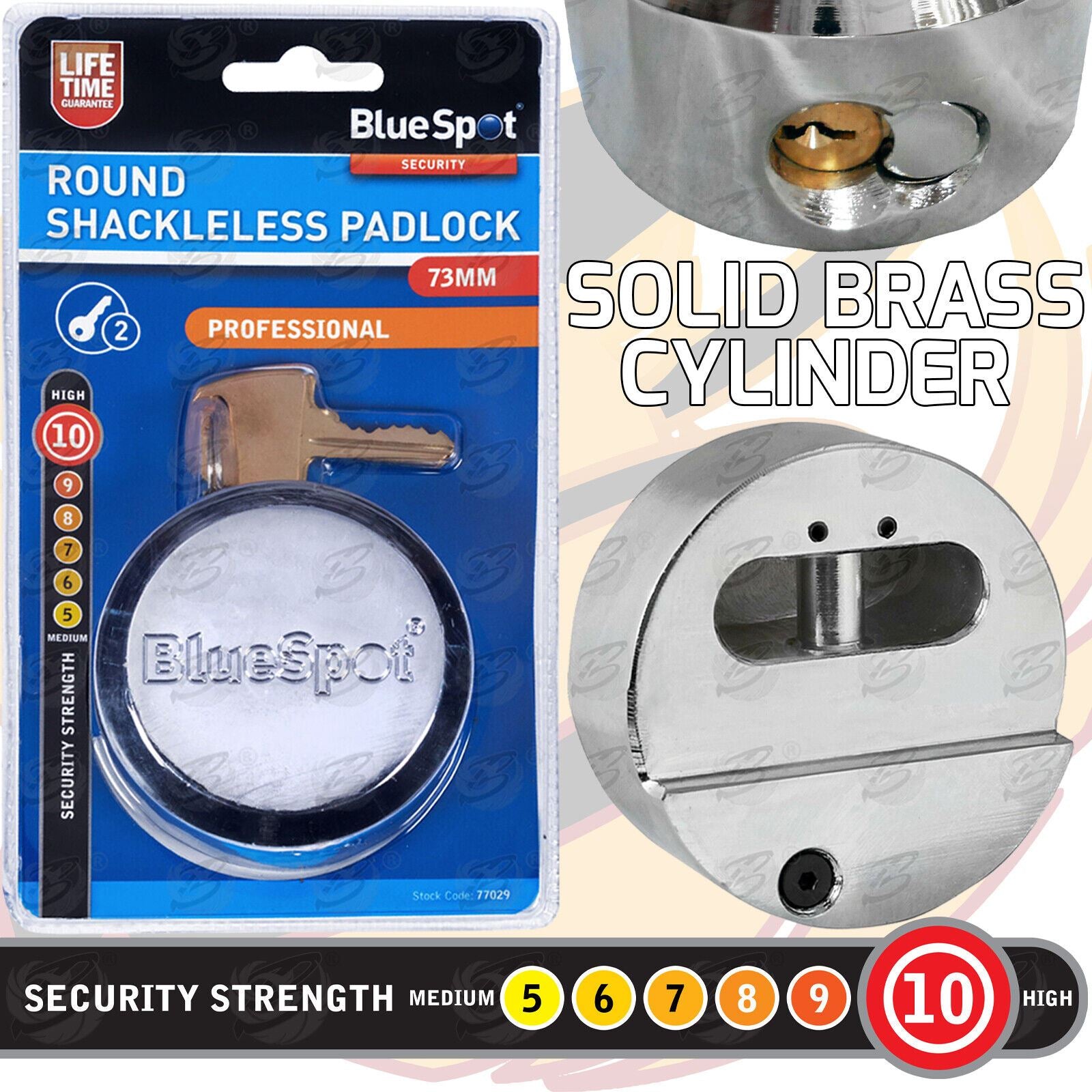 BLUESPOT 73MM ROUND SHACKLELESS PADLOCK