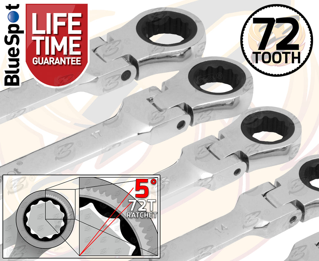 BLUESPOT 8PCS FLEXIBLE RATCHET SPANNER SET 8MM - 19MM