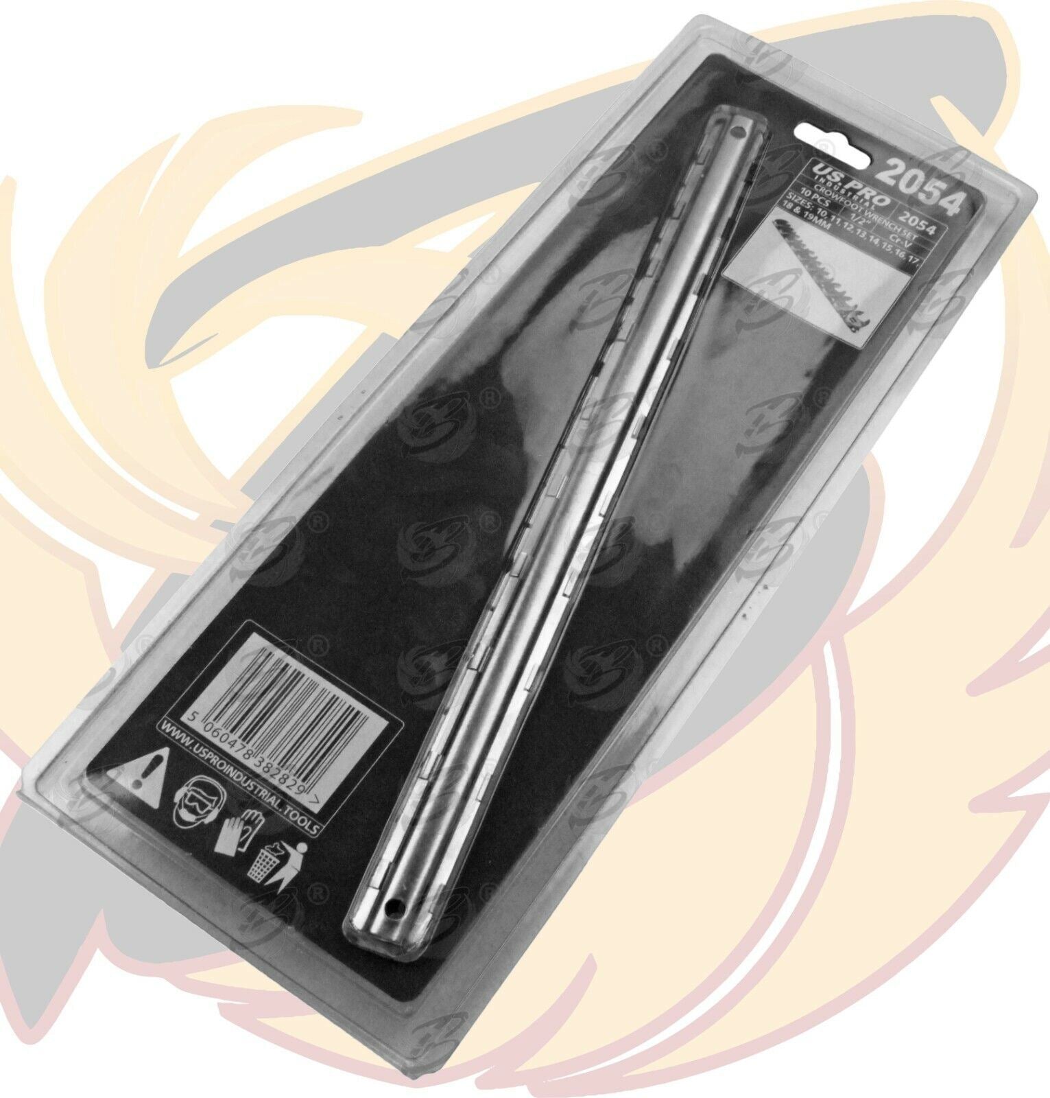 US PRO INDUSTRIAL 10PCS 3/8" DRIVE CROWFOOT SPANNERS 10MM - 19MM