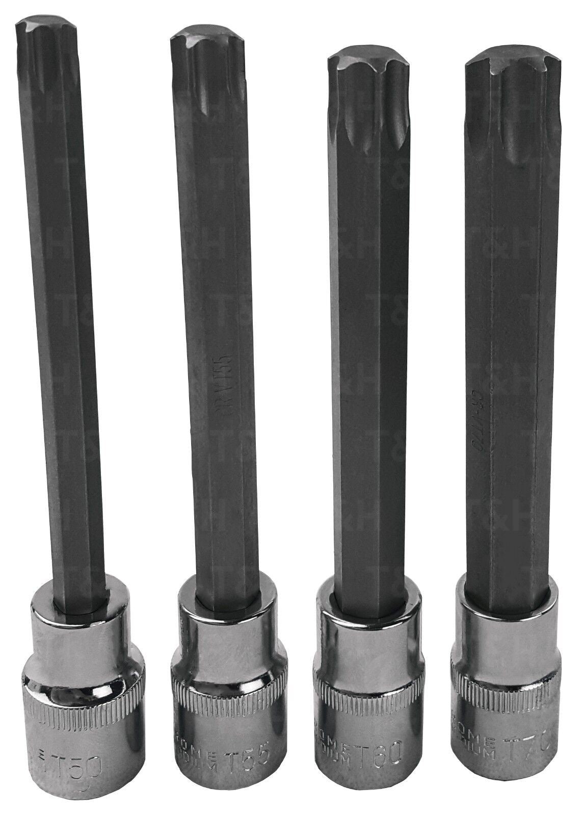 US Pro 9 Piece 1/2" Drive Extra Long Torx Bit Sockets T27 - T70  3304