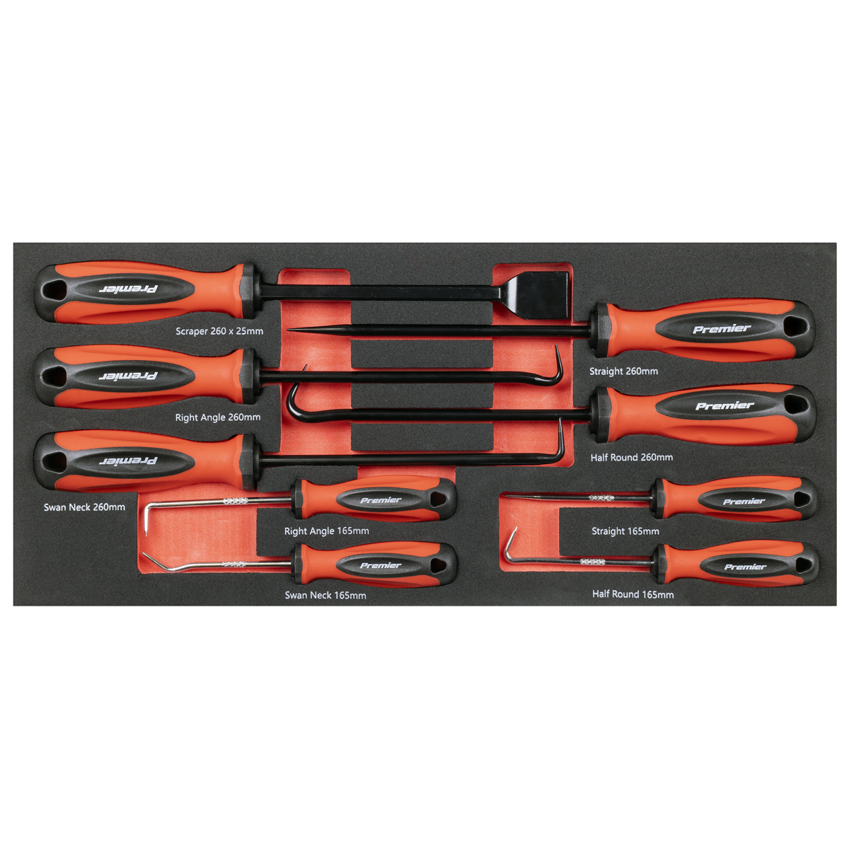 Sealey 9 Piece Hook - Pick & Scraper Set In EVA Foam Storage Block With A Manufacturers LifeTime Guarantee TBT65