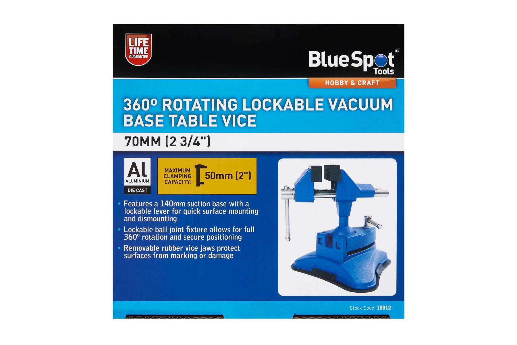 BlueSpot 70mm (2 3/4") 360º Rotating Lockable Vacuum Base Table Vice  10012