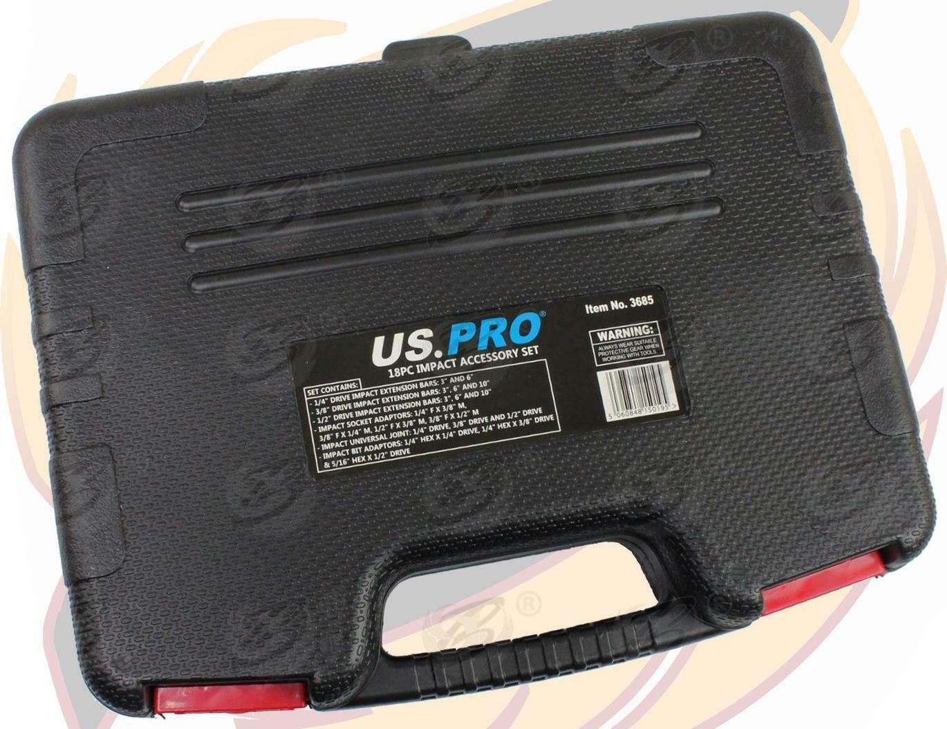 US PRO 18PCS 1/4" & 3/8" & 1/2" DRIVE IMPACT ACCESSORY KIT