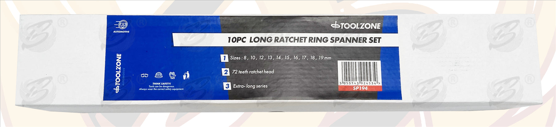 TOOLZONE 10PCS SINGLE RING EXTRA LONG RATCHET AVIATION SPANNERS 8MM - 10MM