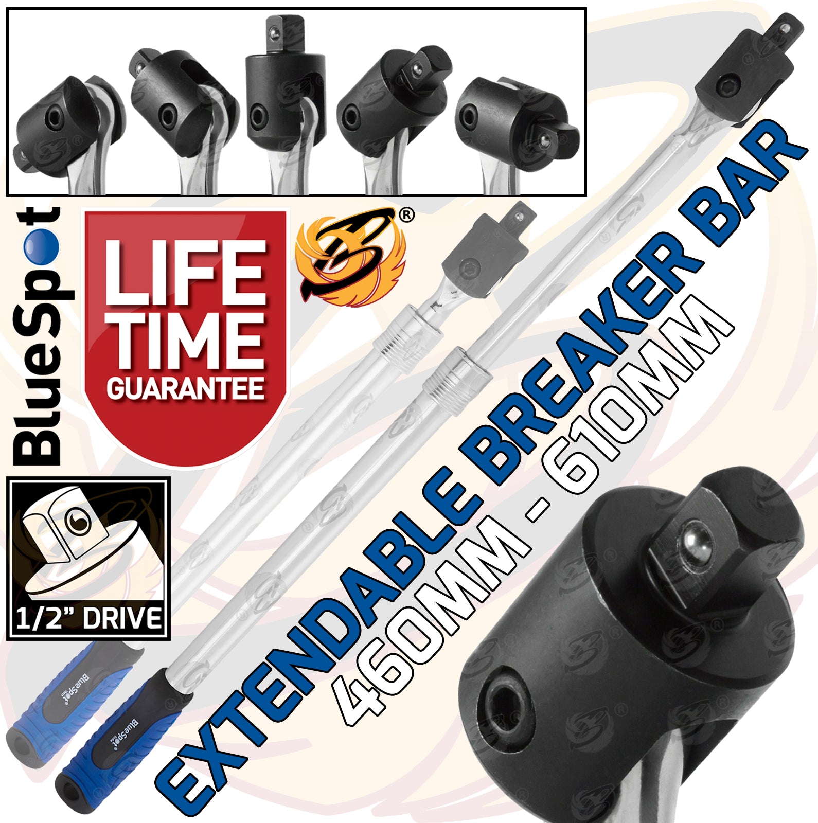 BLUESPOT 1/2" DRIVE EXTENDABLE BREAKER BAR (18" - 24")