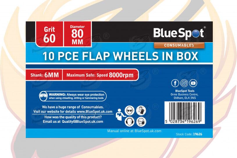 BLUESPOT 10PCS FLAP WHEEL DISCS ( 60 GRIT - 80MM )
