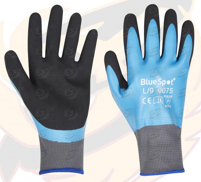 BLUESPOT LATEX WATER RESISTANT WORK GLOVES ( x 12 PAIRS ) ( L )