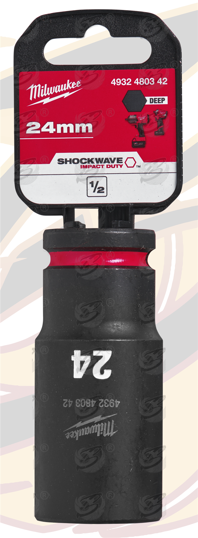 Milwaukee 24mm 1/2" Drive 6 Point Deep Impact Socket ( Single ) ( 4932480342 )