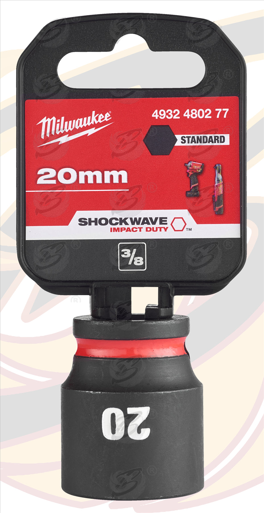 MILWAUKEE 20MM 3/8" DRIVE 6 POINT SHALLOW IMPACT SOCKET ( SINGLE )