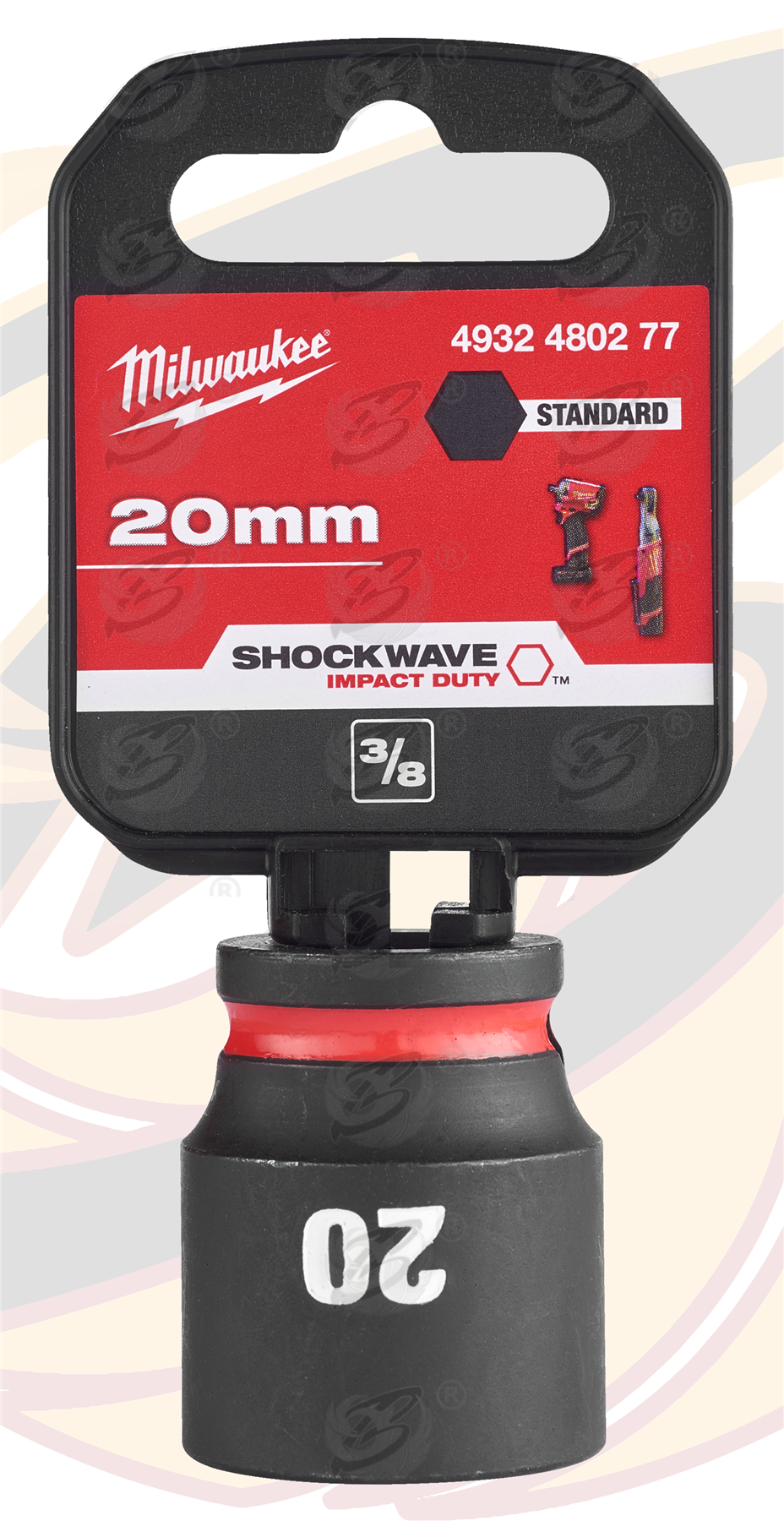 Milwaukee 20mm 3/8" Drive 6 Point Shallow Impact Socket ( Single ) ( 4932480277 )