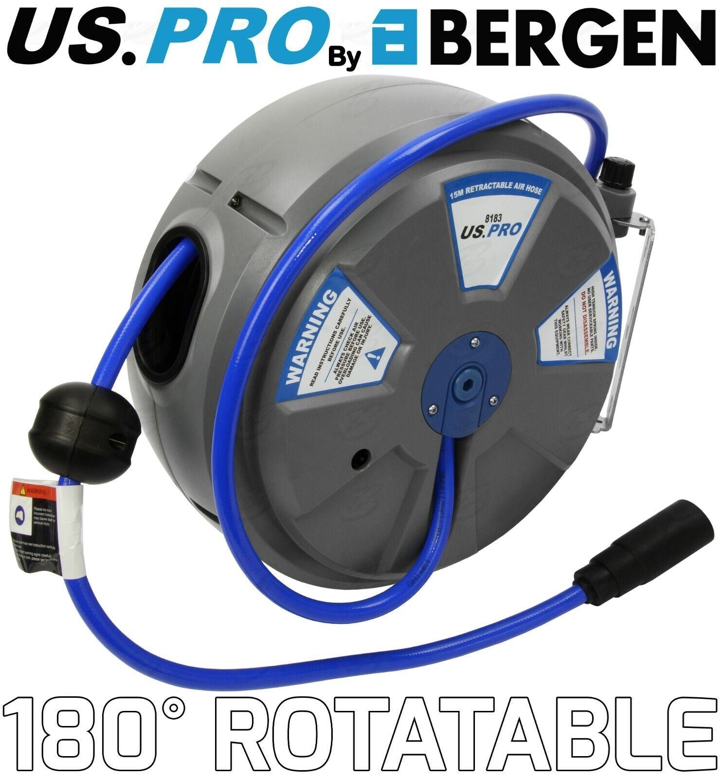 US Pro 15M x 8mm Retractable Air Line Hose Reel 8183