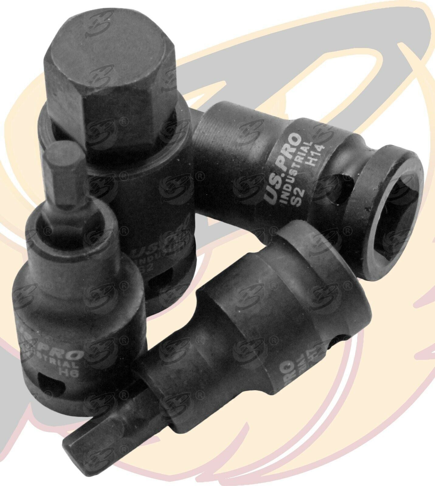 US PRO INDUSTRIAL 10PCS 1/2" DRIVE IMPACT HEX BIT SOCKETS H4 - H19