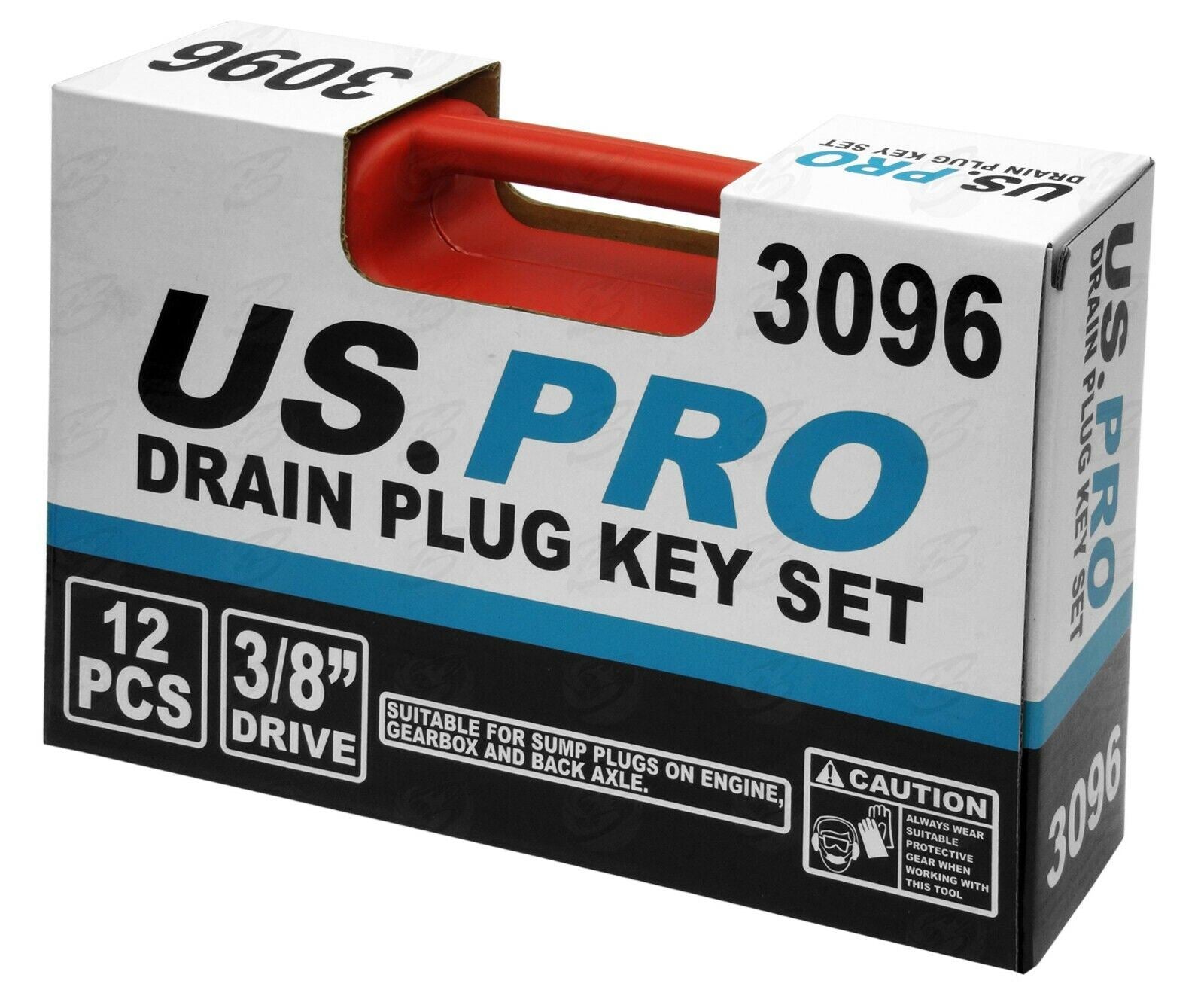 US Pro 12 Piece 3/8" Drive Drain Plug Key Set 3096