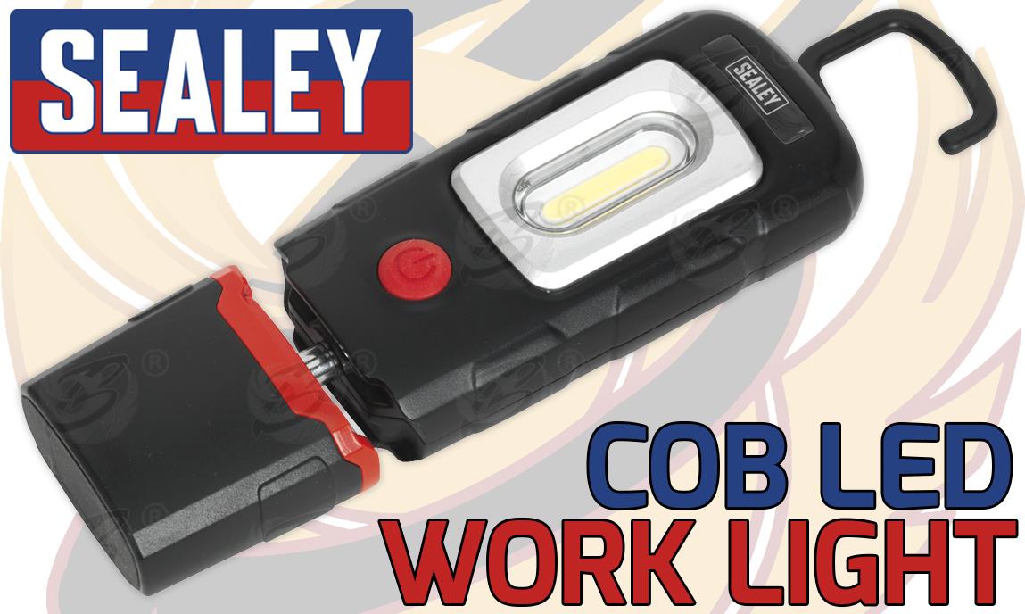 SEALEY RECHARGEABLE COB LED LI - ION WORK LIGHT ( BLACK )