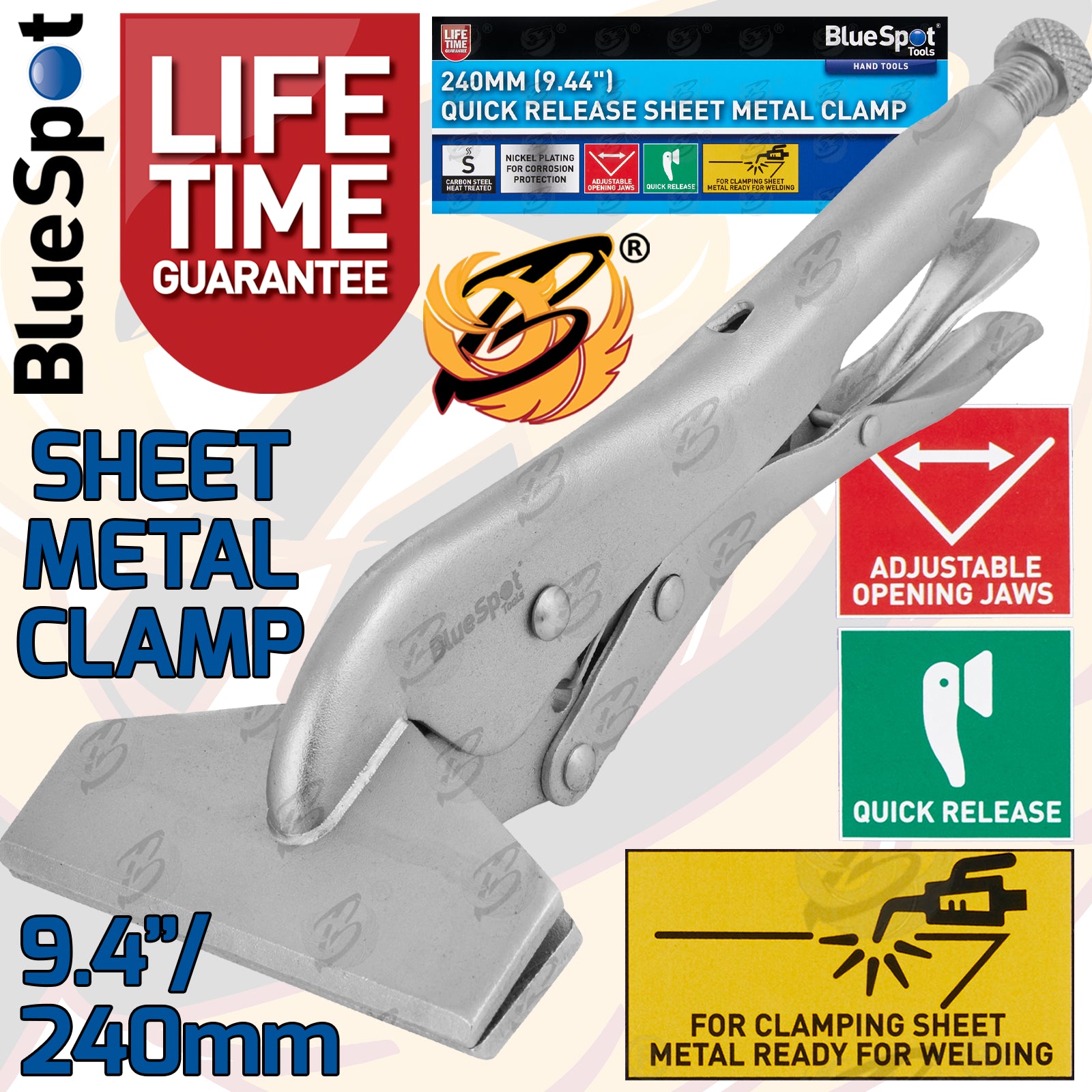 BLUESPOT 240MM QUICK RELEASE SHEET METAL CLAMP