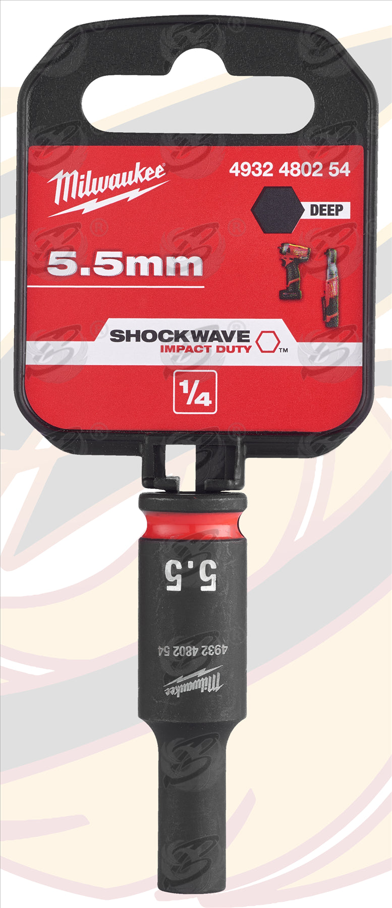 MILWAUKEE 5.5MM 1/4" DRIVE 6 POINT DEEP IMPACT SOCKET ( SINGLE )