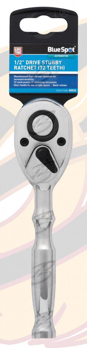 BLUESPOT 1/2" DRIVE 72 TOOTH STUBBY RATCHET HANDLE