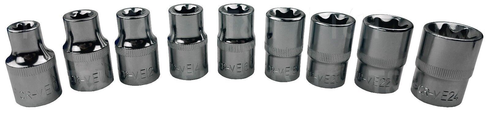 US Pro 28 Piece 1/4" & 3/8" & 1/2" Drive E - Torx Sockets E4 - E24 3254