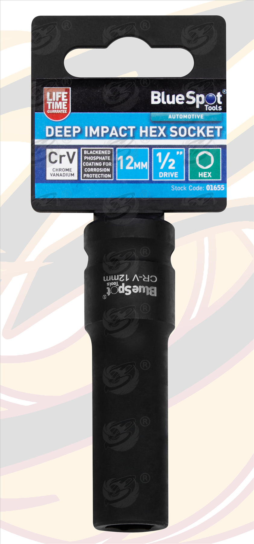 BLUESPOT 12MM 1/2" DRIVE 6 POINT DEEP IMPACT SOCKET ( SINGLE )