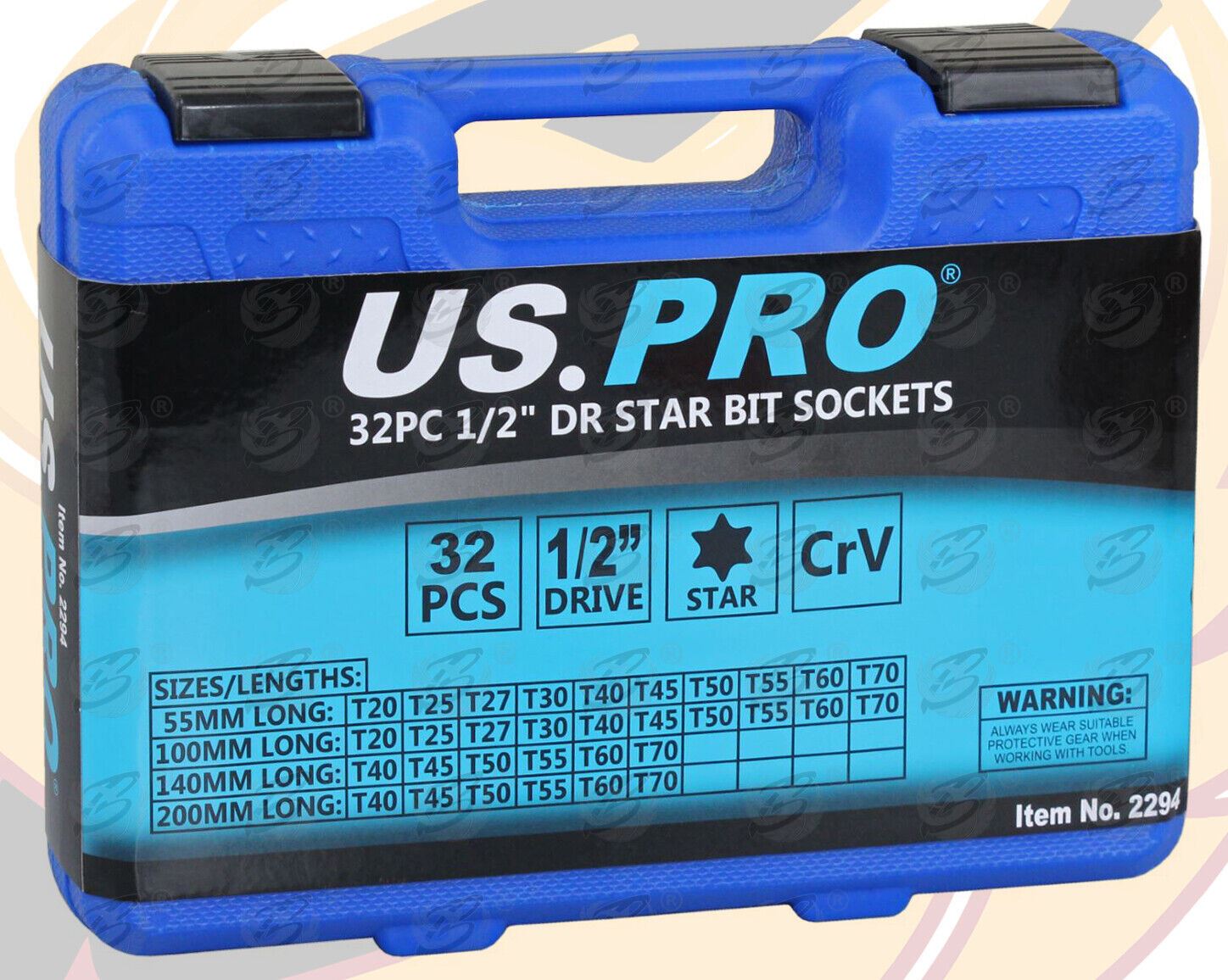 US Pro 32 Piece 1/2" Drive Torx Bit Sockets T20 - T70  2294