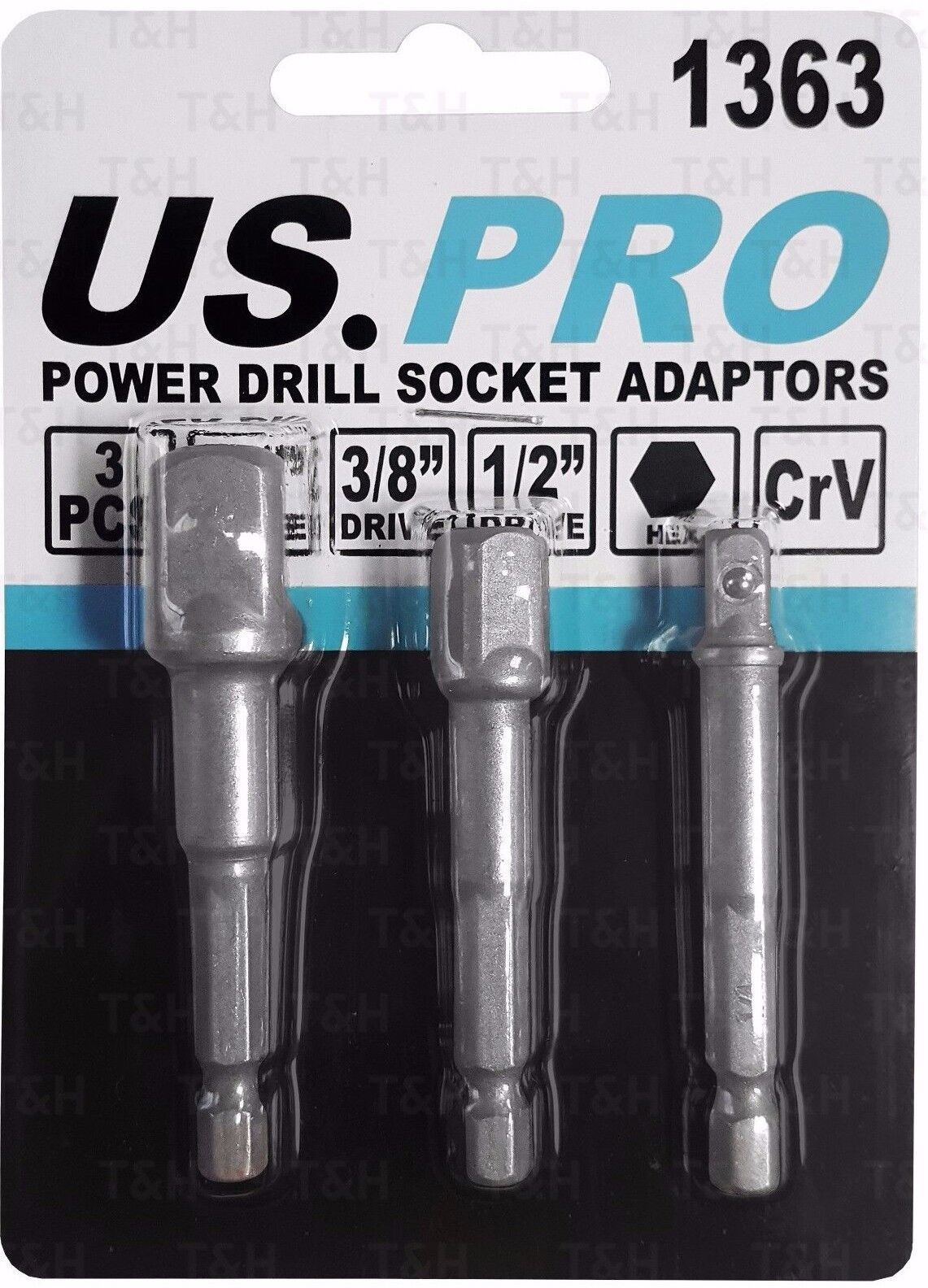 US Pro 3 Piece Drill Socket Adaptors 1363
