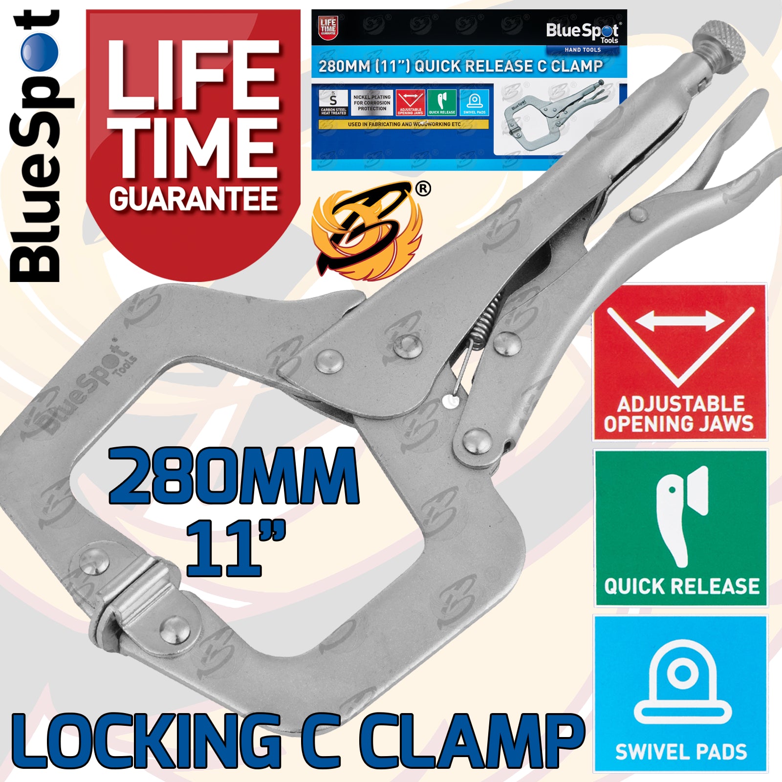 BLUESPOT 280MM (11") QUICK RELEASE C CLAMP