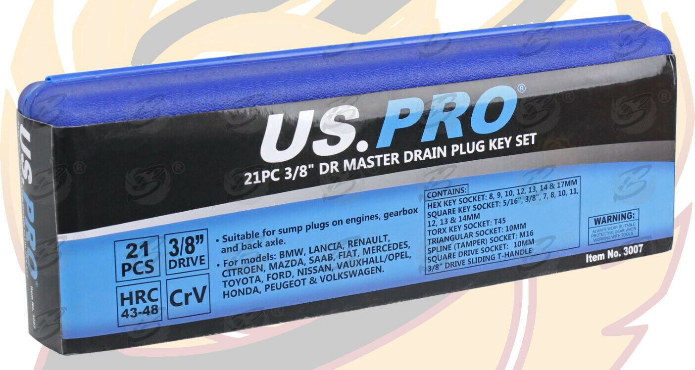 US PRO 21PCS MASTER DRAIN PLUG KEY SET
