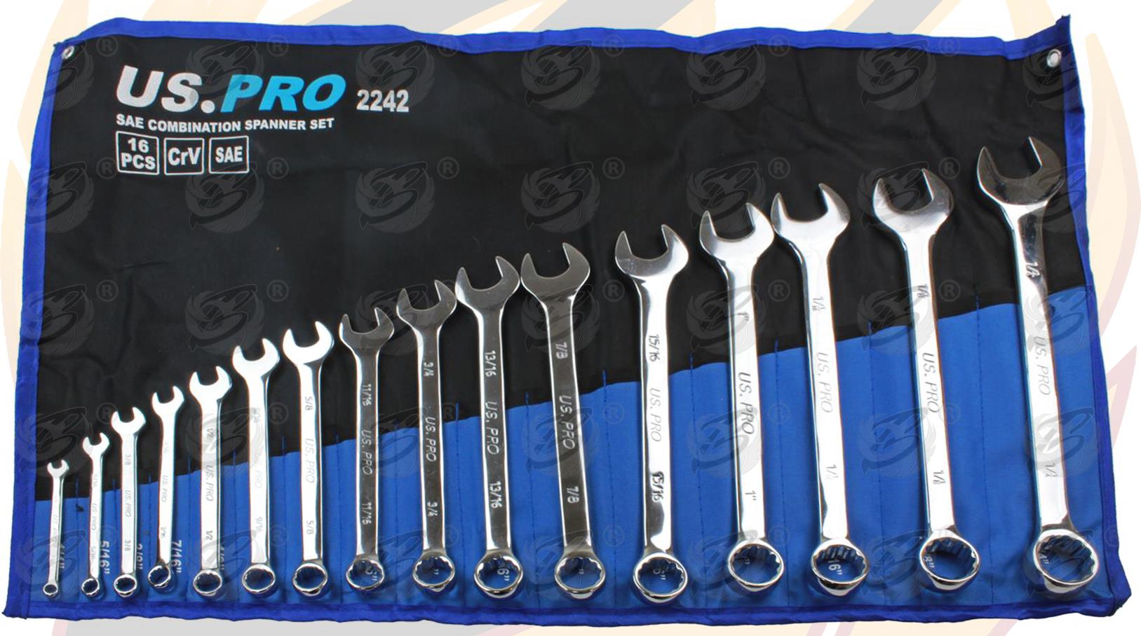 US PRO 16PCS SAE COMBINATIONS SPANNERS 1/4" - 1 1/4"