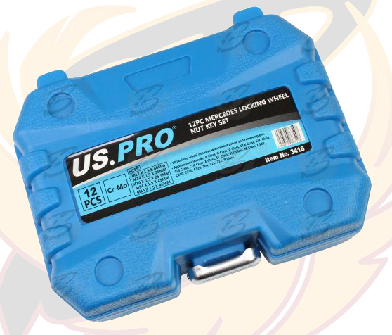US Pro 12 Piece Mercedes Locking Wheel Nut Key Set ( 3418 )