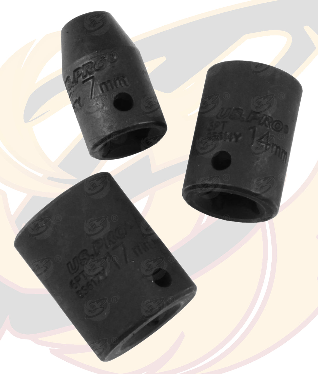 US PRO 13PCS 3/8" DRIVE 6 POINT SHALLOW IMPACT SOCKETS 7MM - 19MM