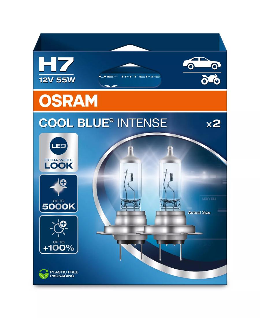 OSRAM H7 Cool Blue Intense 5000K Extra White Look +100% Head Light Bulbs ( Twin Pack )  64210CBN - 2HB