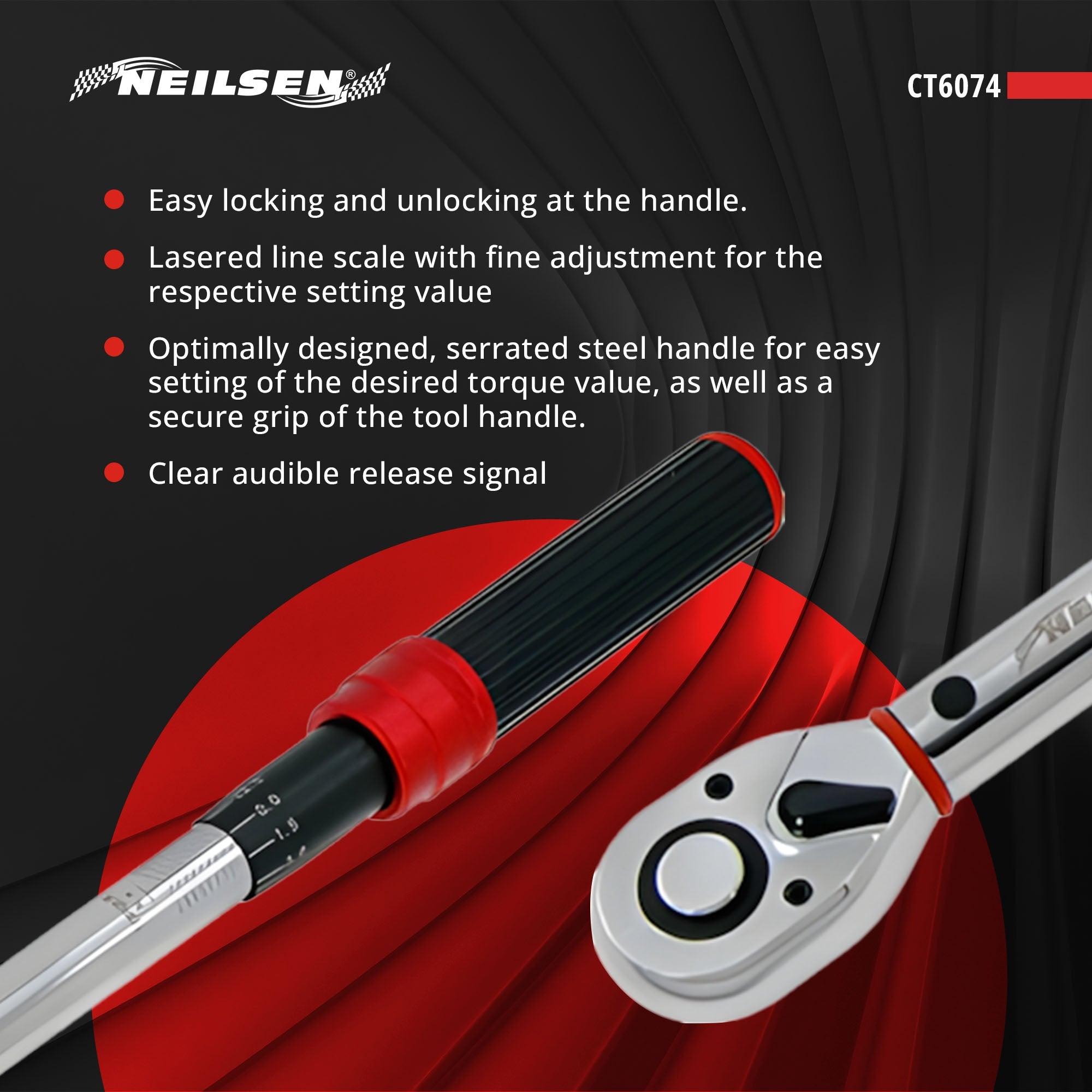 Neilsen 1/2" Drive Calibrated Torque Wrench 60Nm - 330Nm CT6074