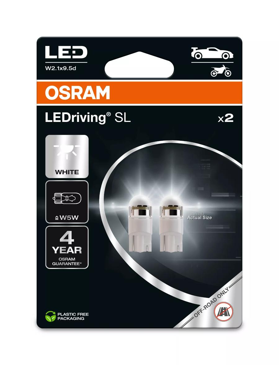 OSRAM W5W 501 LEDriving SL LED White Bulbs ( Twin Pack )  2825DWP - 2BL