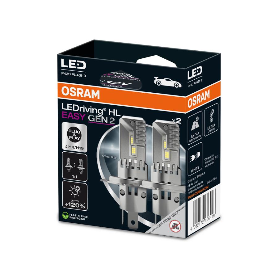 OSRAM H7 / H18 LEDriving HL LED EASY GEN 2 +120% Long Life Headlight Bulbs ( Twin Pack )  9005DWESY2 - 2HB