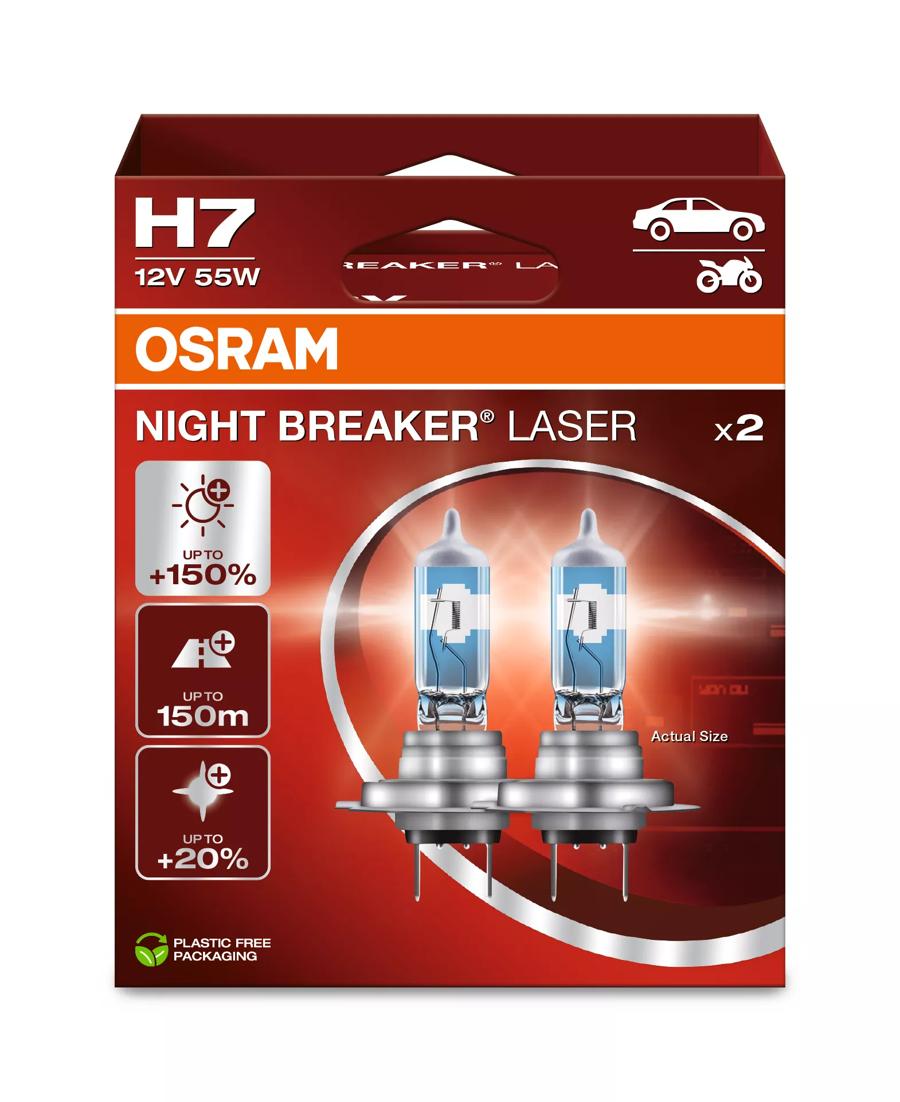 OSRAM H7 Night Breaker Laser +150% Headlight Bulbs ( Twin Pack )  64210NL - 2HB