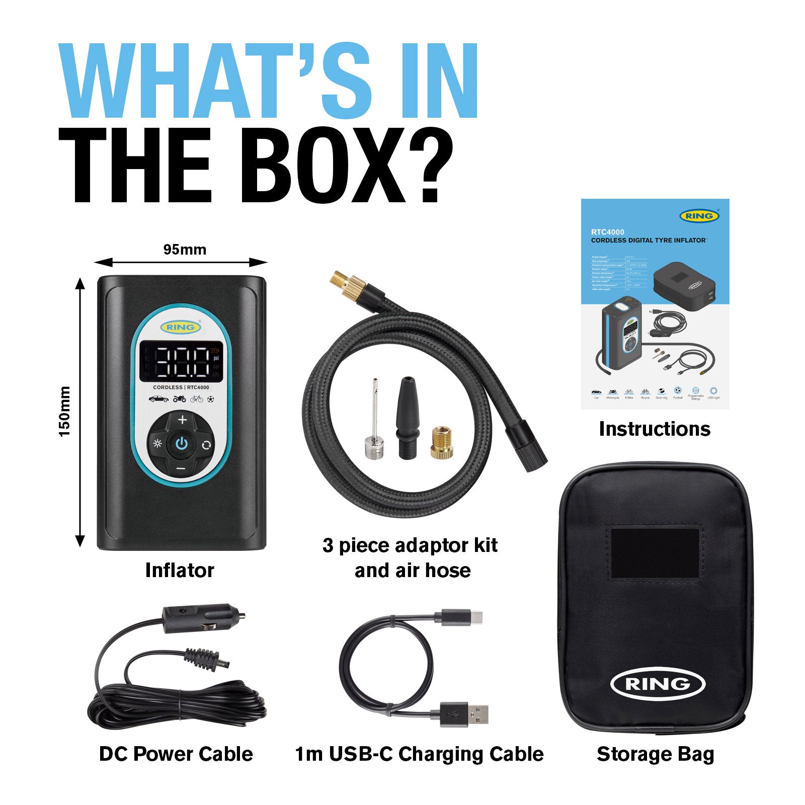 Ring Cordless Rechargeable Tyre Inflator   RTC4000