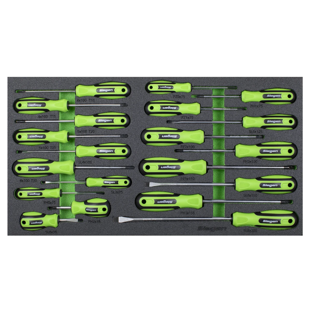 Siegen 20 Piece Magnetic Screwdrivers In EVA Foam Storage Block With A Manufacturers LifeTime Guarantee S01276