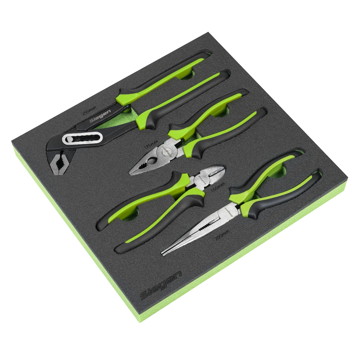 Siegen 4 Piece Comfort Grip Pliers Set ( Combi - Cutters - Long Nose - Water Pump ) In EVA Foam Storage Block With A Manufacturers LifeTime Guarantee S01298