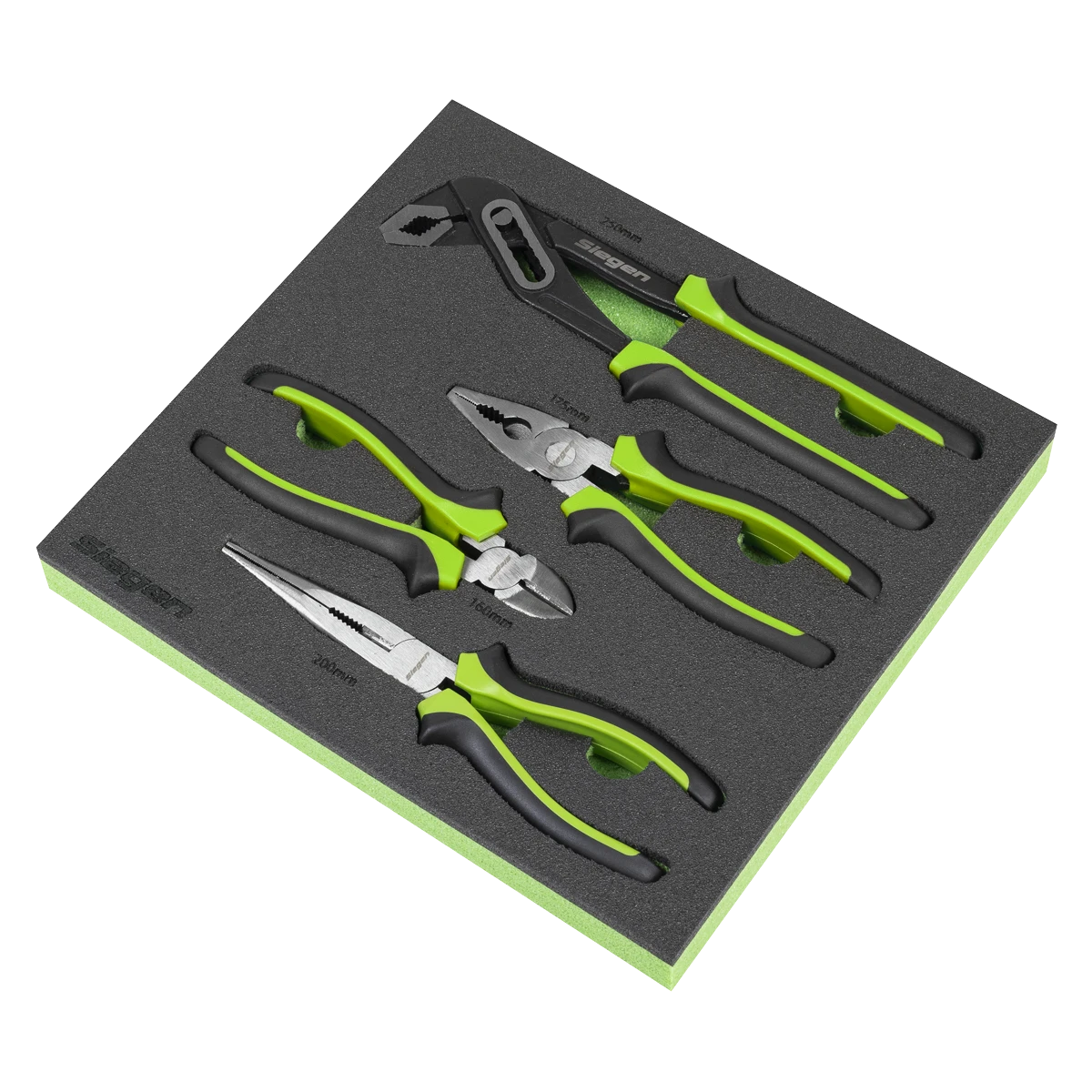 Siegen 4 Piece Comfort Grip Pliers Set ( Combi - Cutters - Long Nose - Water Pump ) In EVA Foam Storage Block With A Manufacturers LifeTime Guarantee S01298