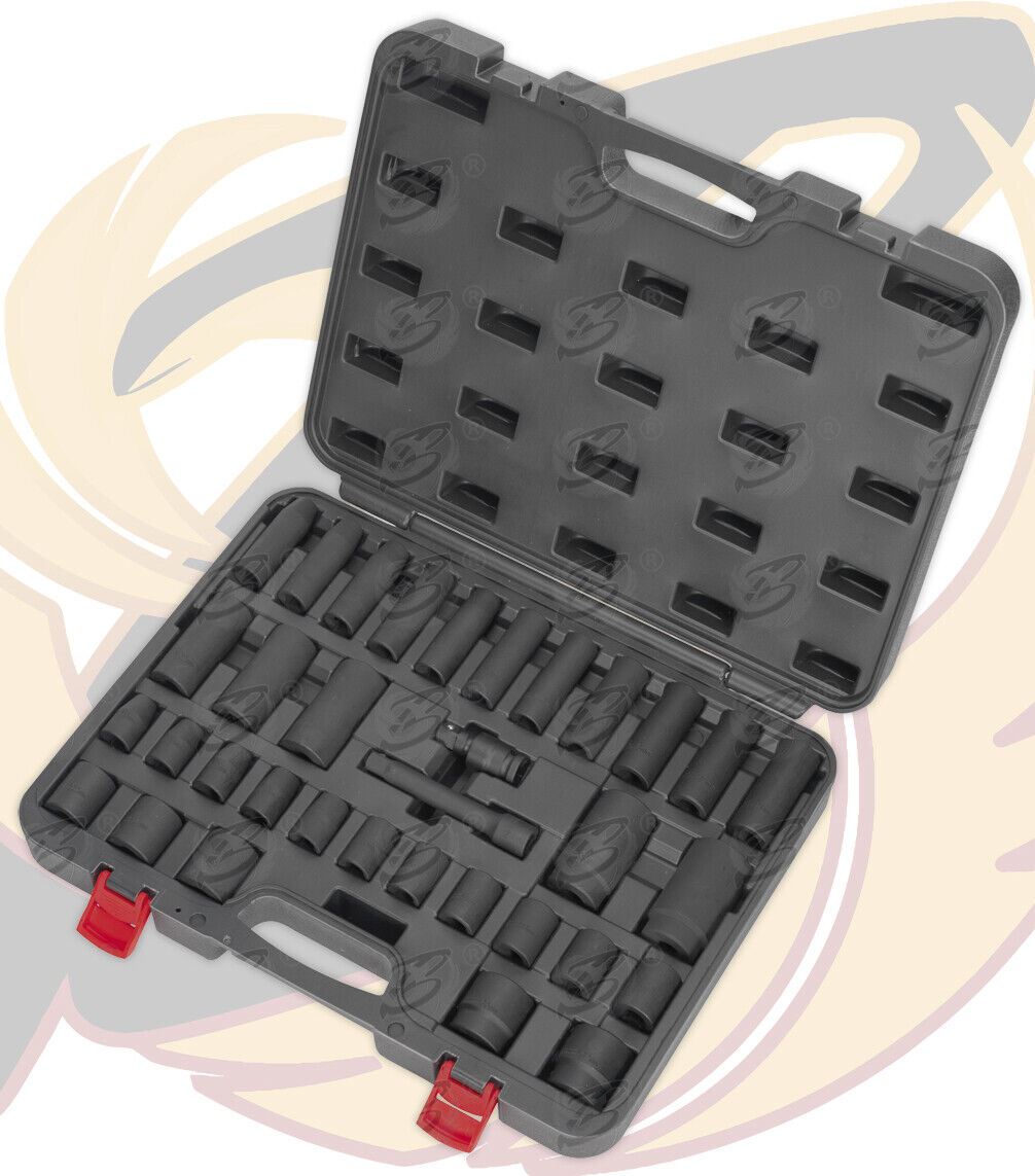 SEALEY 34PCS 1/2" DRIVE 6 POINT DEEP & SHALLOW IMPACT SOCKET SET 10MM - 32MM