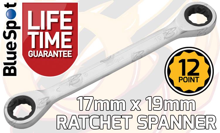 BLUESPOT 17MM x 19MM 72 TOOTH DOUBLE ENDED RATCHET SPANNER