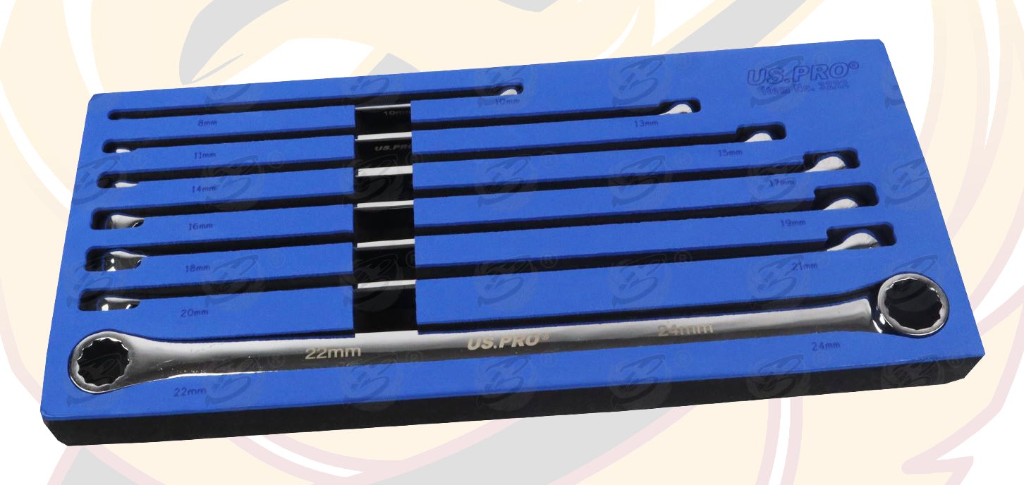 US PRO 7PCS EXTRA LONG AVIATION SPANNERS 8MM - 24MM