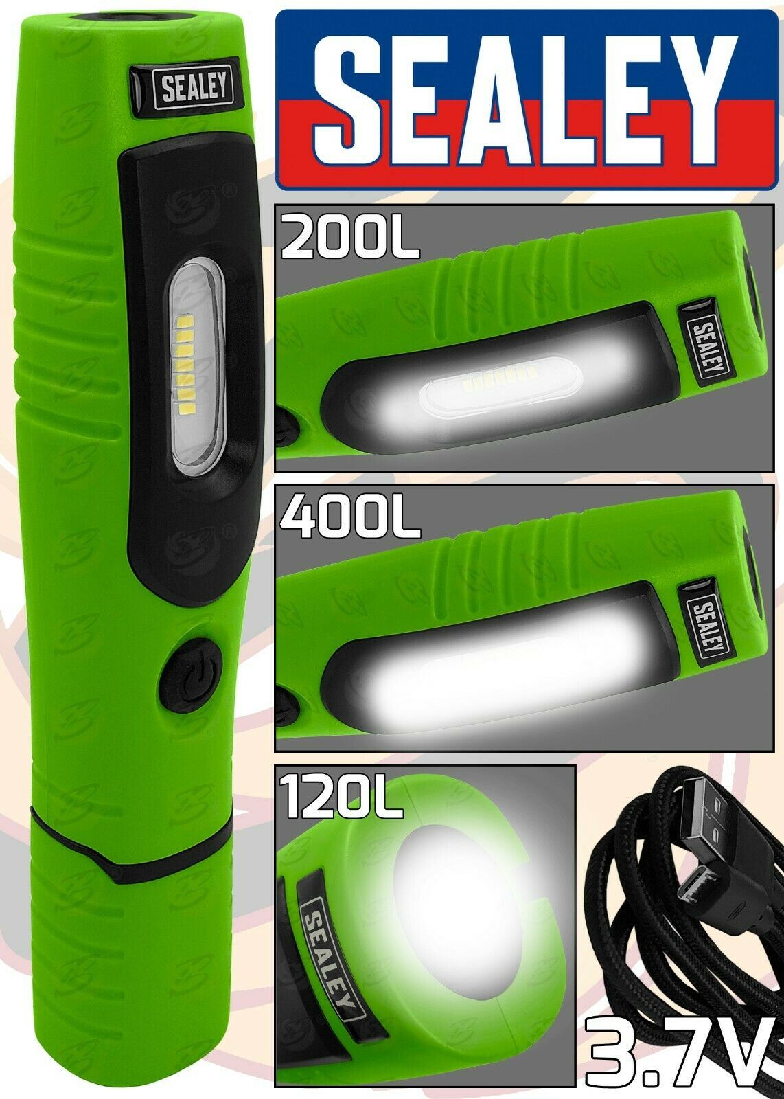 SEALEY RECHARGEABLE SMD LED LI - ION WORK LIGHT ( GREEN )