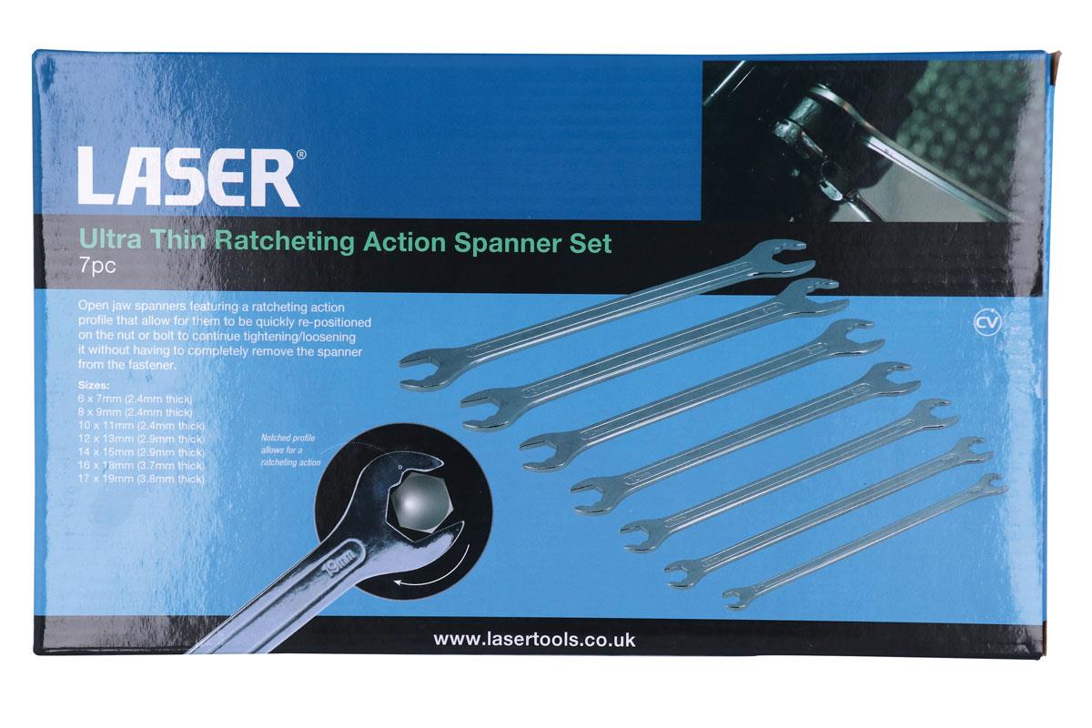 Laser 7 Piece Ultra Thin Ratcheting Action Spanners  8521