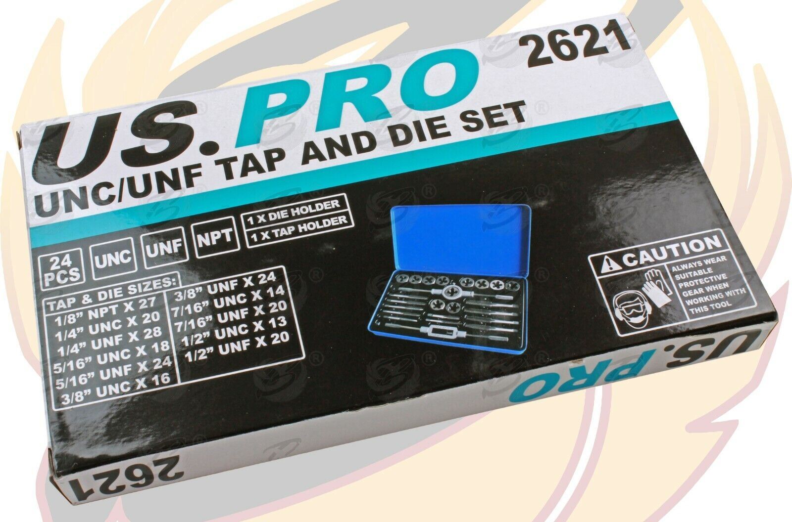 US Pro 24 Piece Unc / Unf Tap & Die Set 1/8" - 1/2" ( 2621 )