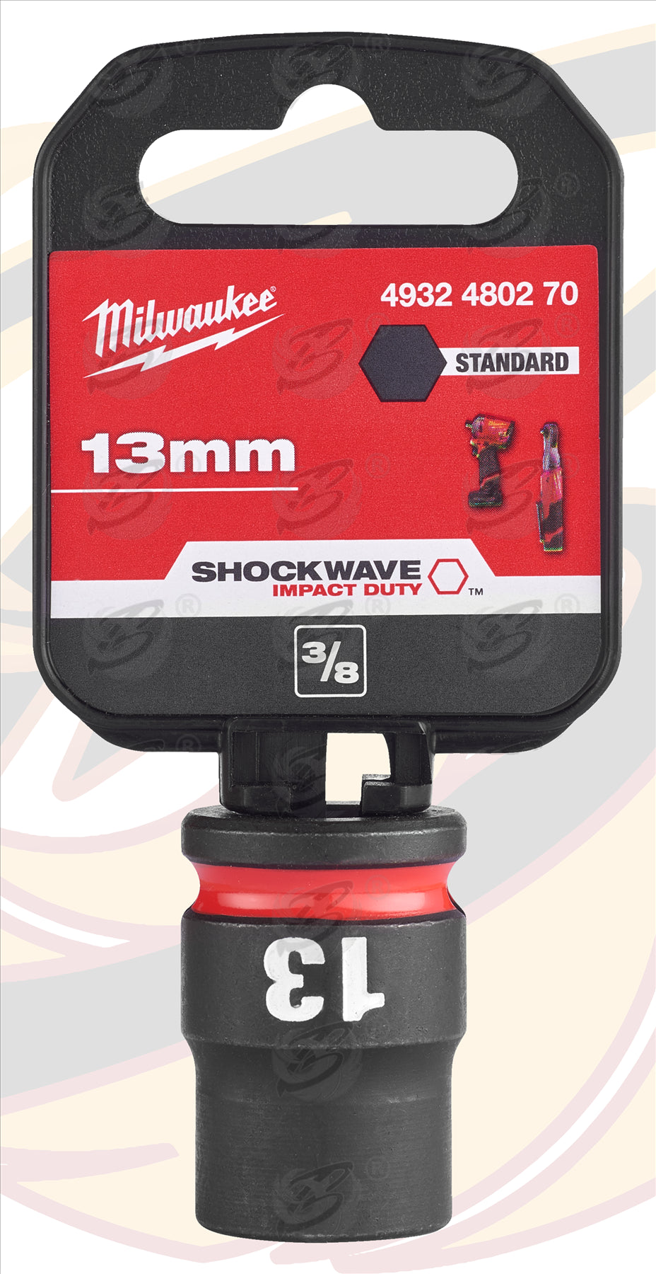 MILWAUKEE 13MM 3/8" DRIVE 6 POINT SHALLOW IMPACT SOCKET ( SINGLE )