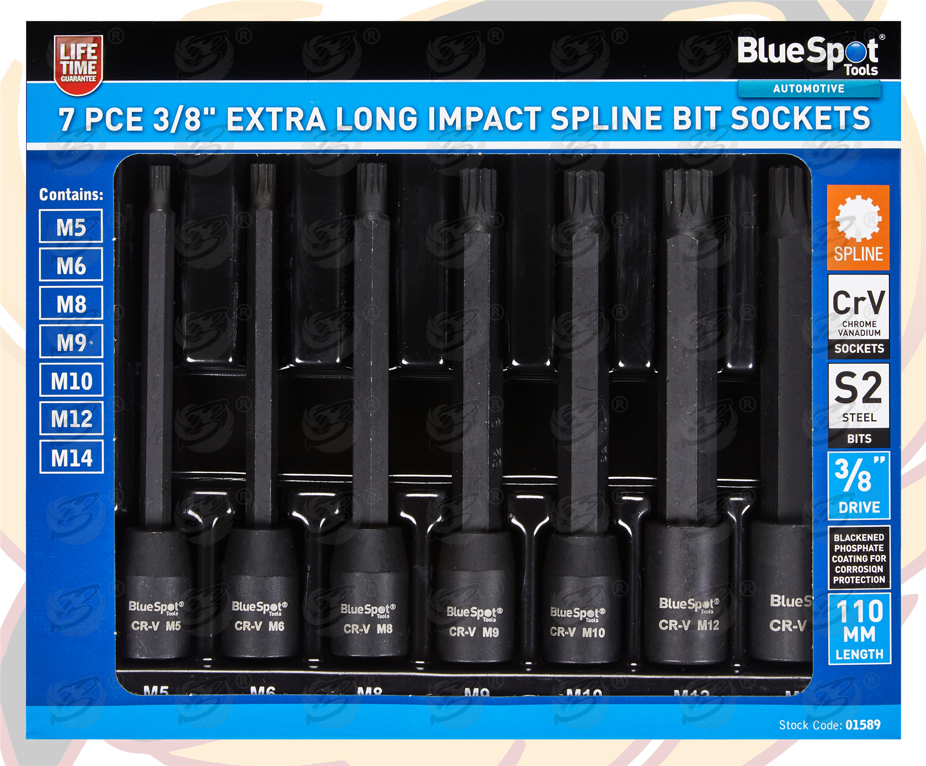 BLUESPOT 53PCS 3/8" DRIVE IMPACT HEX - TORX - SPLINE LONG & SHORT BIT SOCKETS