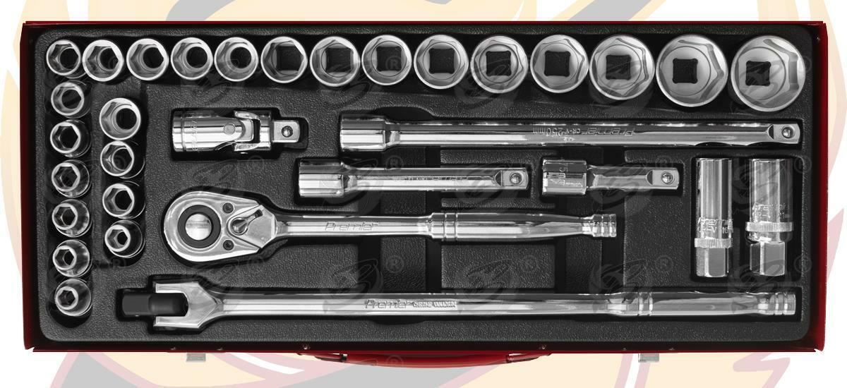 SEALEY 32PCS 1/2" DRIVE 6 POINT SOCKET SET 8MM - 32MM