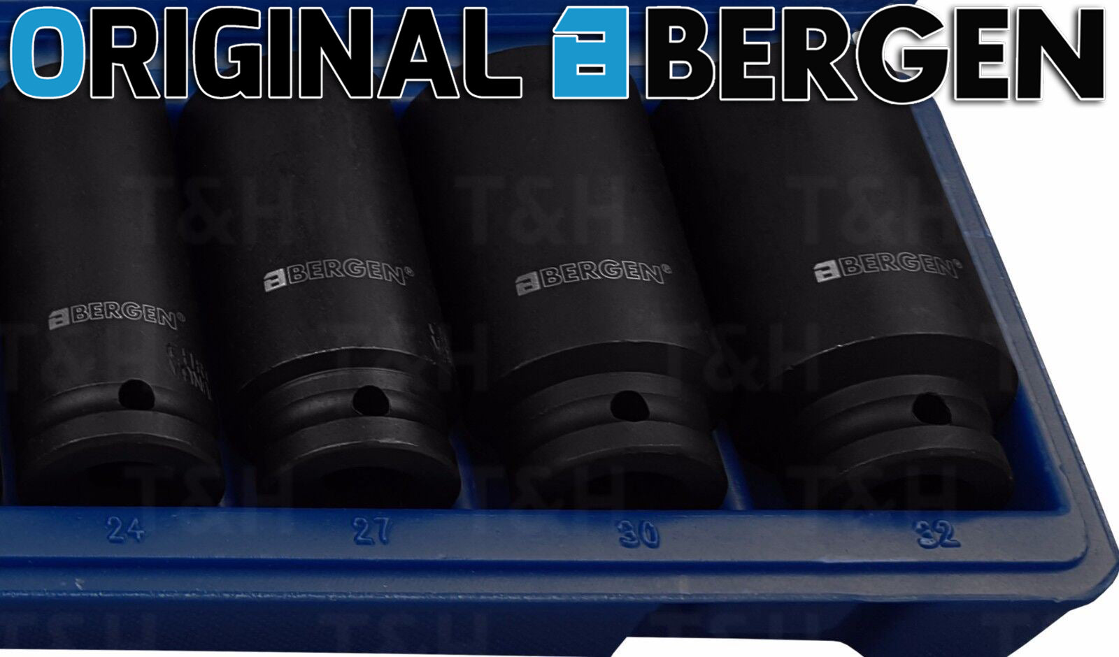 BERGEN 13PCS 1/2" DRIVE 12 POINT DEEP IMPACT SOCKETS 13MM - 32MM